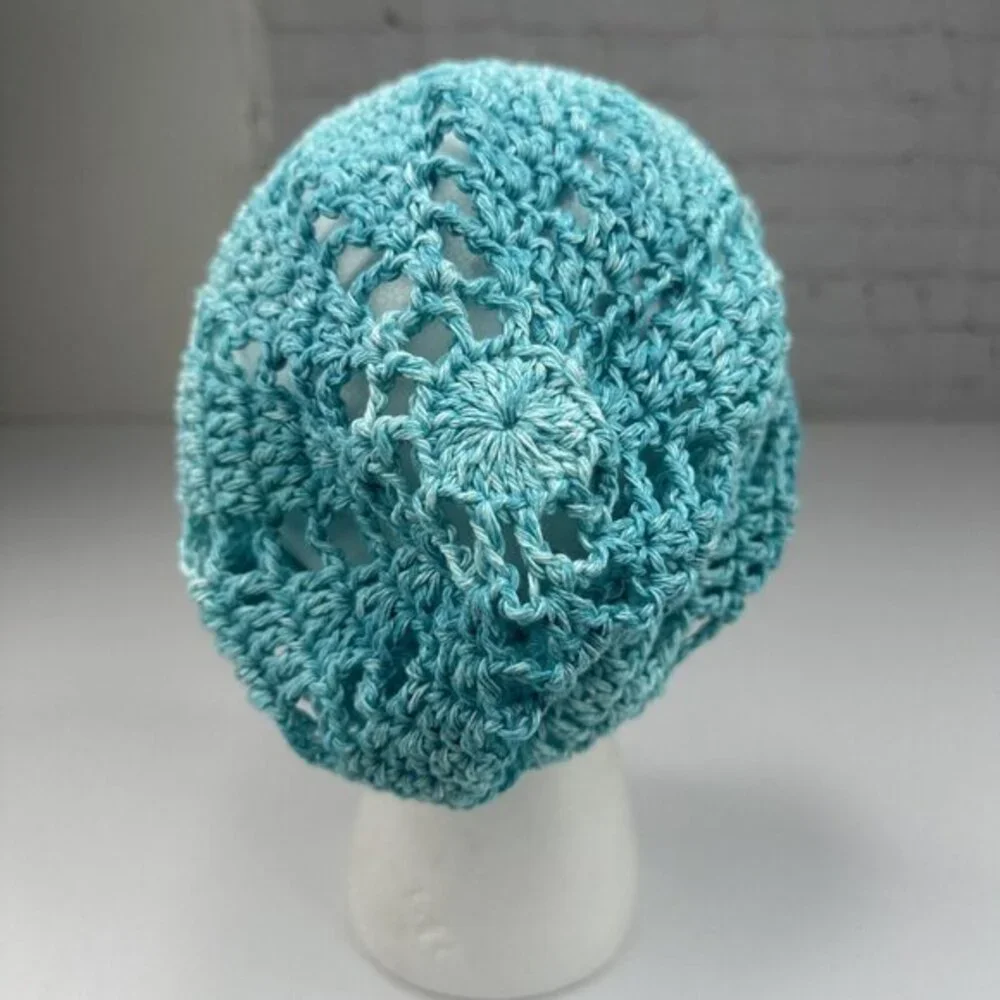 Created By Cyd Slouchy Snoody Beanie JAS Big Twist‎ Ocean Splash Crochet Hat NEW